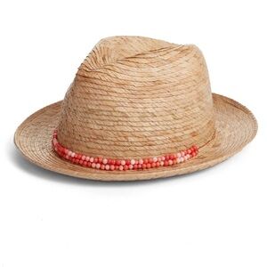 TREASURE & BOND
Beaded Palm Leaf Fedora in Rust Combo